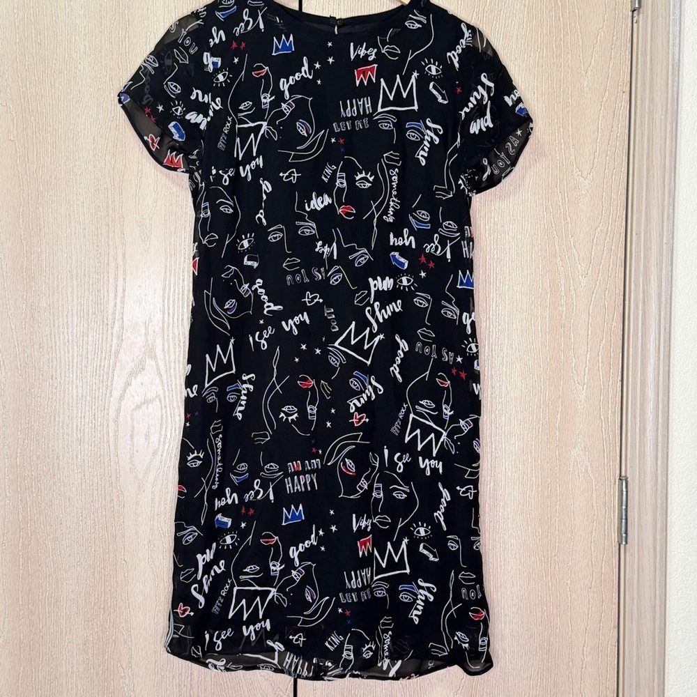 IKKS  Women Black Graffiti  Positive Vibes Print Dress